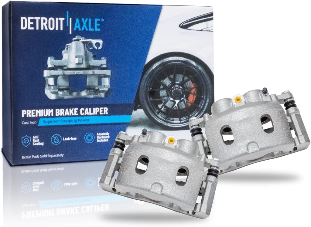 Detroit Axle - Front Brake Kit for 2005-2007 Chevrolet Silverado 1500 GMC Sierra 1500 Suburban Yukon XL Avalanche Tahoe Cadillac Escalade Disc Brake Calipers w/Brackets Ceramic Brakes Pads