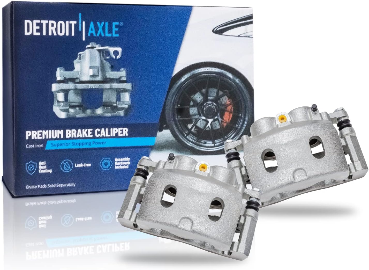 Detroit Axle - Front Brake Kit for 2005-2007 Chevrolet Silverado 1500 GMC Sierra 1500 Suburban Yukon XL Avalanche Tahoe Cadillac Escalade Disc Brake Calipers w/Brackets Ceramic Brakes Pads