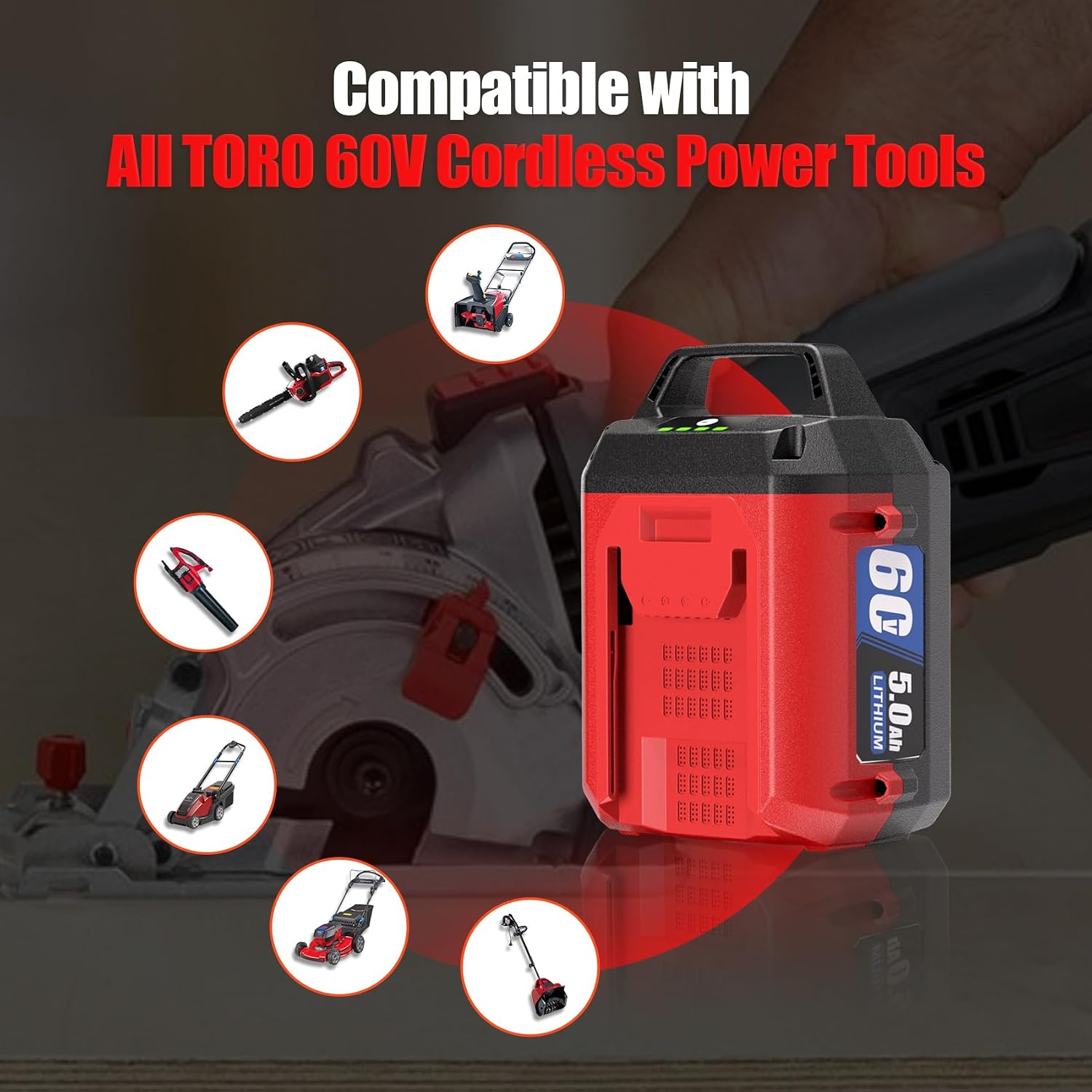 TenHutt 60V 5.0Ah Li-ion Battery, Replacement for Toro 60v Flex Force Battery 88650 88660 88640 88625 88675 88620 88602, Compatible with Toro 60 Volt Power System Tools & Chargers 88605 88610 88602