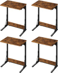 Tatub Folding TV Tray Table Set of 4, 24' Wide C-Shaped End Table for Couches, Small Sofa-Side Laptop Desk with Metal Frame for Living Room, Bedroom, Rustic-Brown
