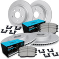 R1 Concepts Front and Rear Brake Kit Fits 2009-2010 Pontiac Vibe; 2009-2019 Toyota Corolla; 2009-2013 Toyota Matrix| Ceramic Pads, Blank Rotors| Hardware| 10.8' Front & 10.2' Rear