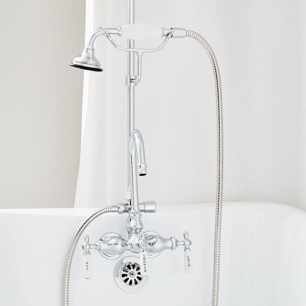 Signature Hardware 476400 Retrofit Showers Trim Package with 4-7/8' Shower Head and Hand Shower Conversion Kit - 60' x 27' Ring - Rough In Included