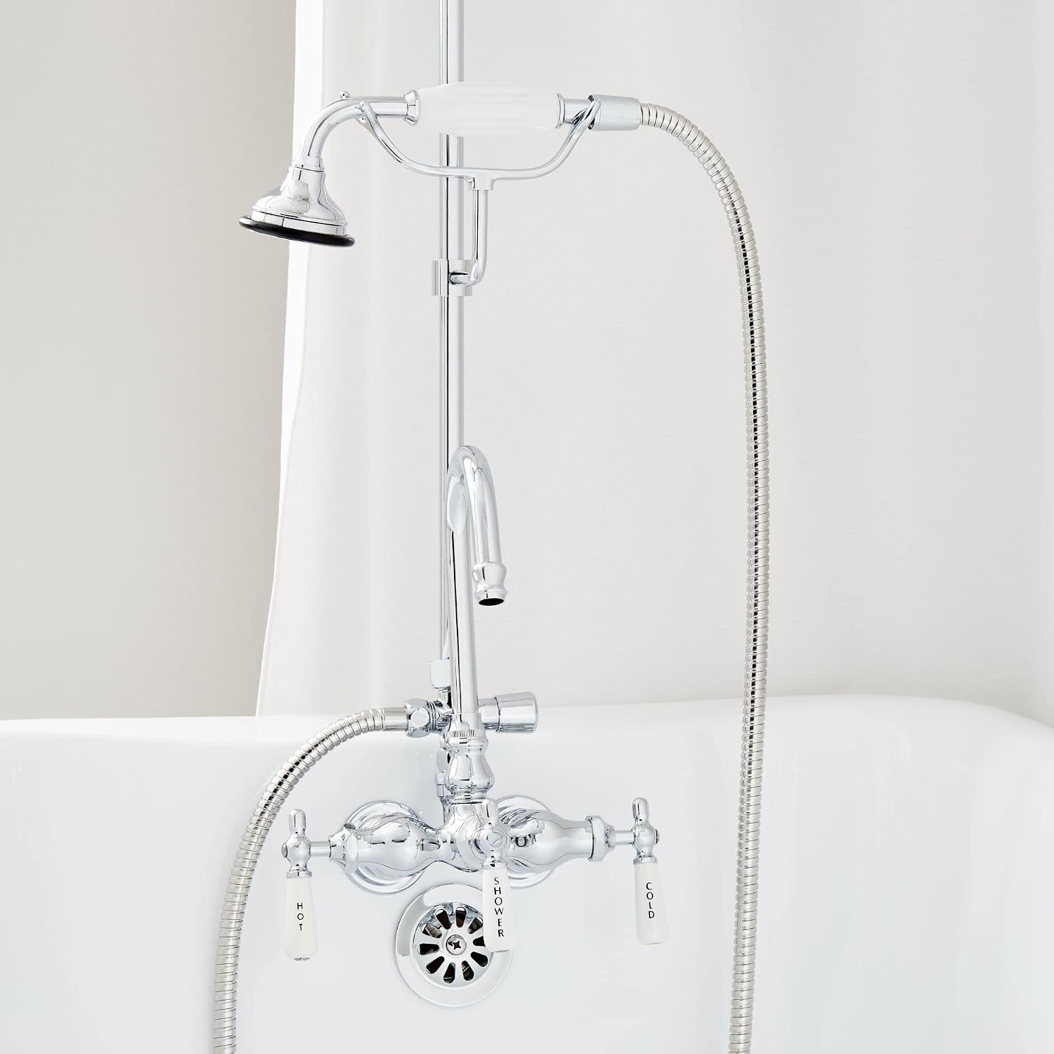 Signature Hardware 476400 Retrofit Showers Trim Package with 4-7/8' Shower Head and Hand Shower Conversion Kit - 60' x 27' Ring - Rough In Included