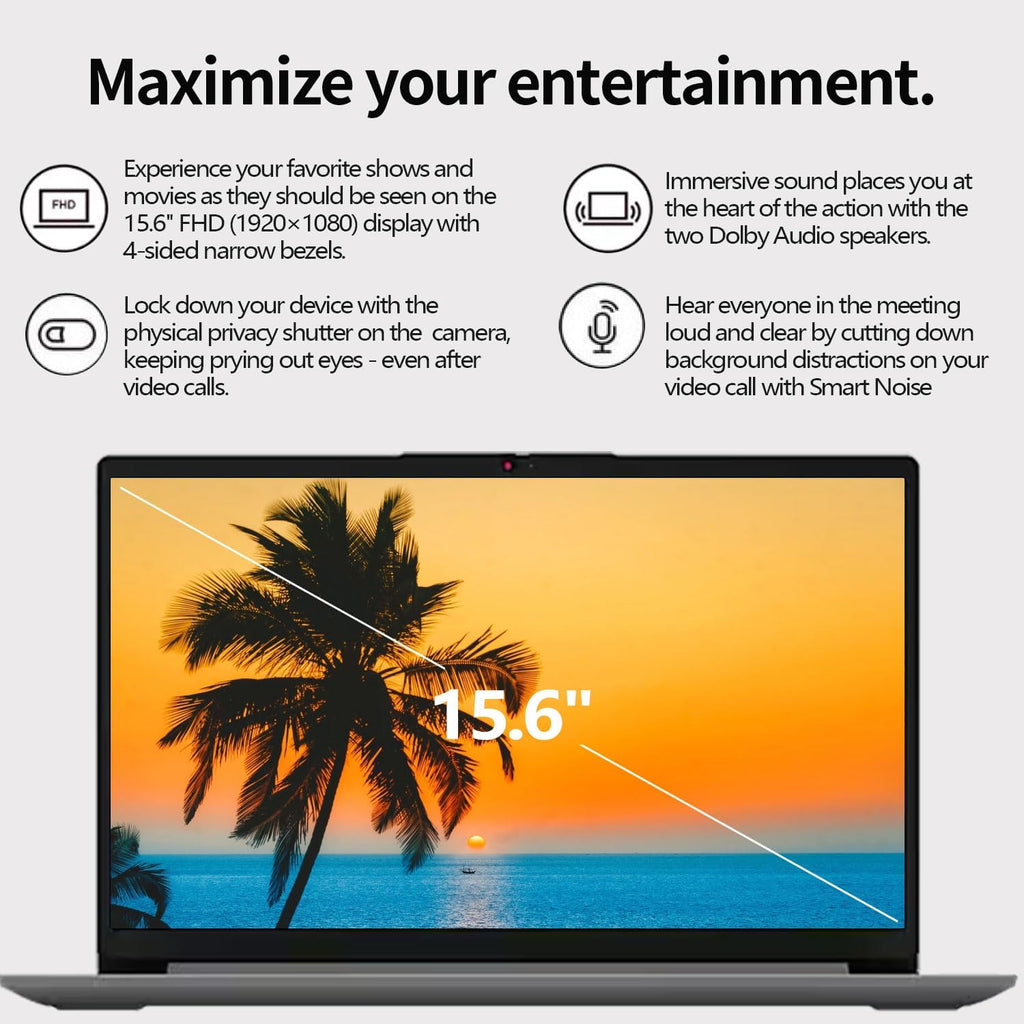 Lenovo IdeaPad 15.6' FHD Laptop for Home & Students, Intel Celeron N6000, 8GB RAM, 128GB eMMC, Up to 10-Hour Battery, Windows 11, Office 365 with 1TB Cloud, 1-Year ADP, Bundle with PCO Laptop Cooler