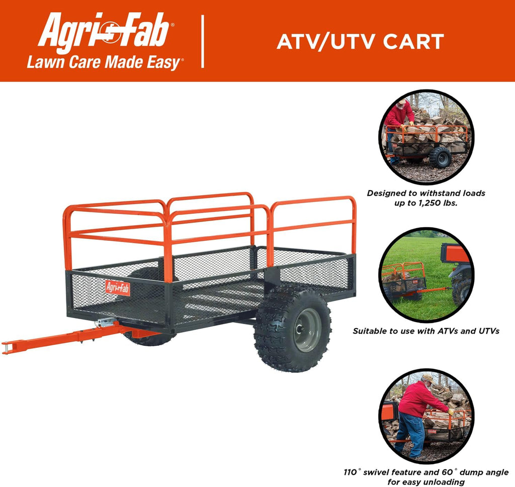 Agri-Fab 45-0554 1250lb Capacity Steel Swiveling / Dump Cart / Utility ATV/UTV Cart, 18 inch x 9.5 inch All Terrain Pneumatic Tires