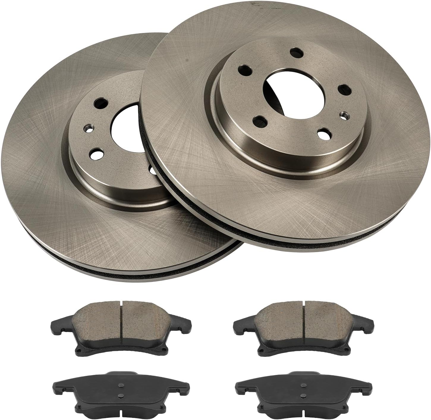 KAX Front Brake Kit Fits for Ford Fusion 2013-2017 2019 2.5L/2.0T, Fusion 2014-2017 2019 1.5T/2013-2019 2.0L/2013-2014 1.6T, for Lincoln MKZ 2013-2016 2.0L, Vented Disc Brake Rotors + Ceramic Pads Kit