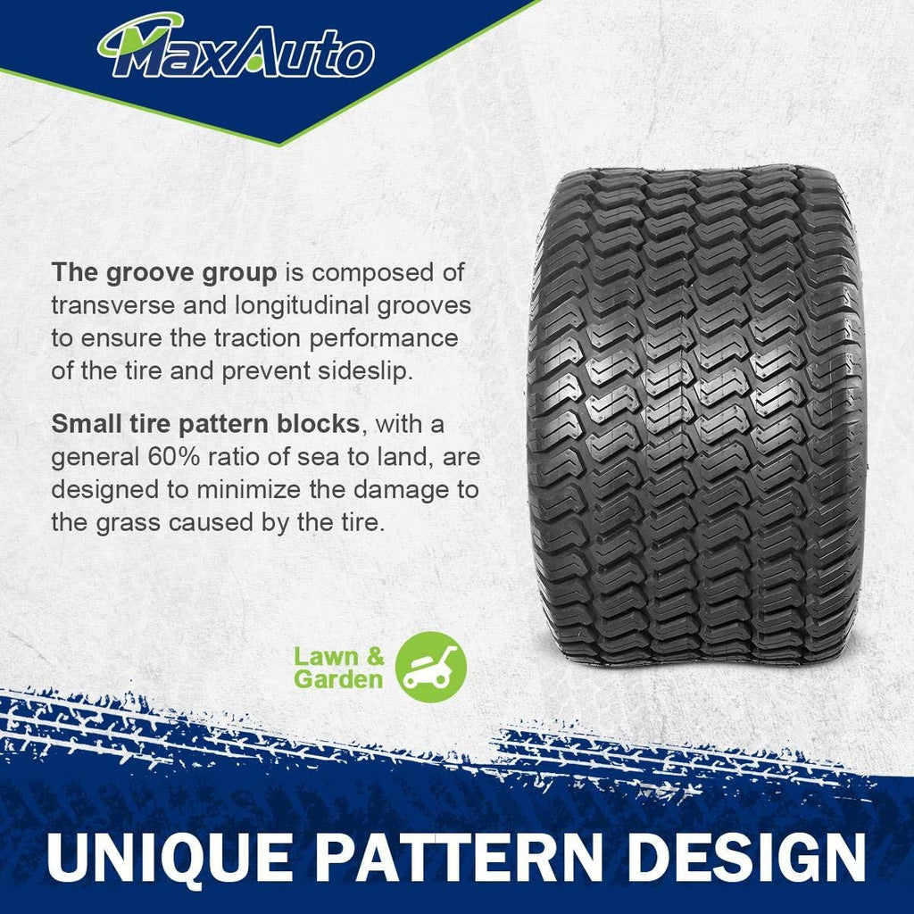 MaxAuto 2Pcs 18x10.50-10 Lawn & Garden Turf Tire 18x10.50x10 Hilly Lawn Tractor Tires 18x10.5-10 Tubeless 4 Ply P332