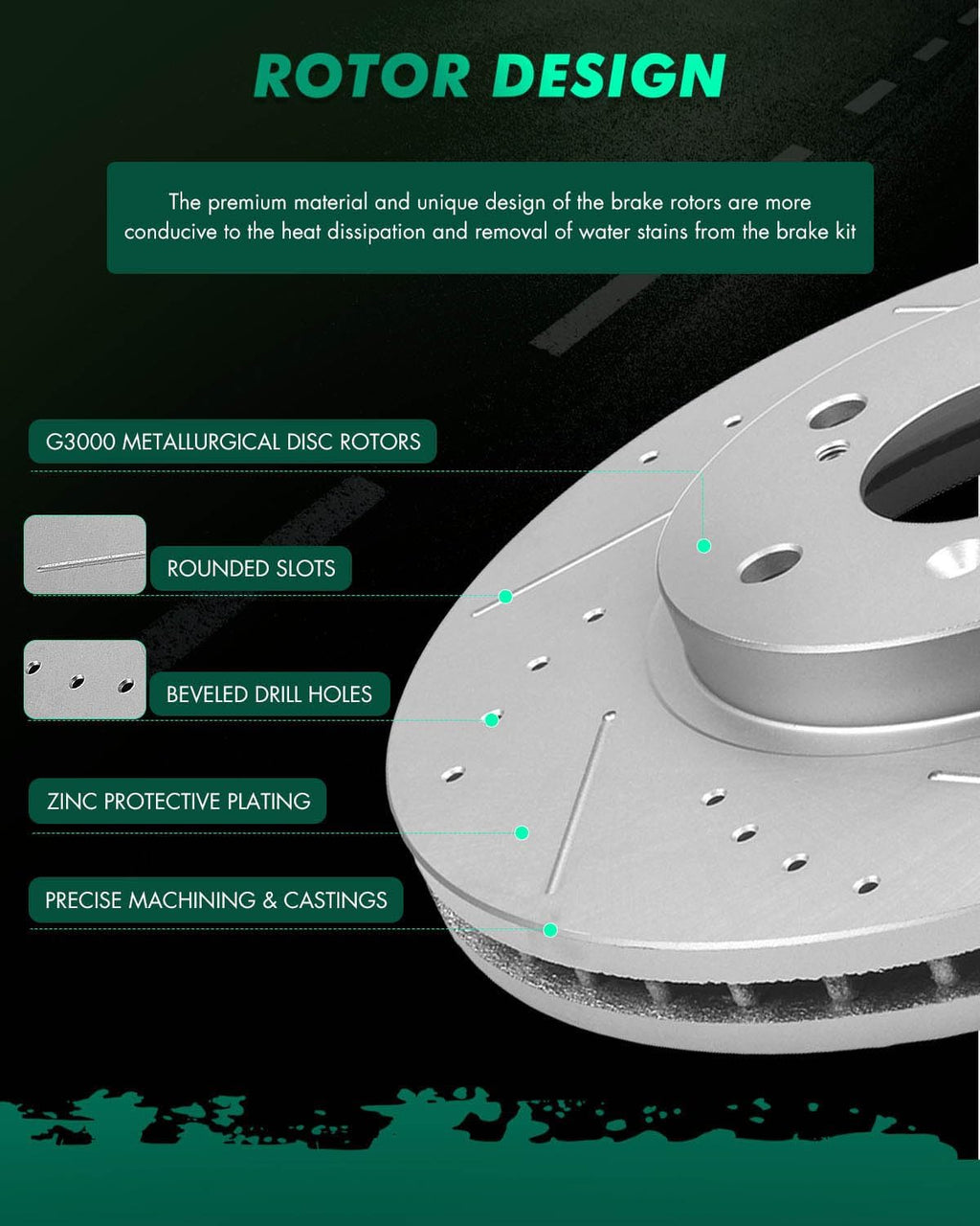 SCITOO Brake Kits (4) Front and Rear Drilled and Slotted Brake Rotors (8) Ceramic Pads for 2003-2008 for Honda Pilot Replacement 11.81' inch Front and 12.32' inch Rear Rotor