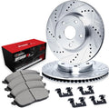 R1 Concepts Front Brake Kit Fits 2011-2014 Honda Odyssey| Optimum Oep Pads, Drilled Slotted Rotors| Hardware| 12.6' Front