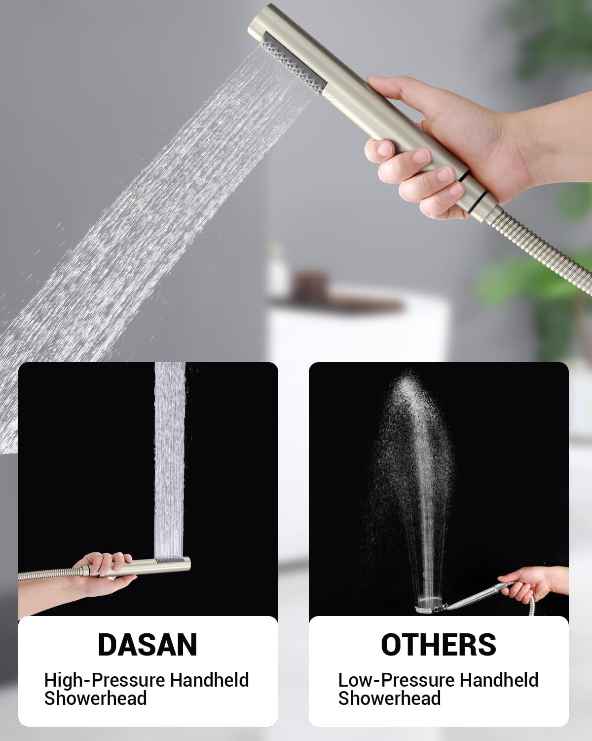 Dasan Rainfall Full Body Shower Faucet System with 12'' Round Shower & 6'' Shower Head,Brushed Nickel Dual Shower Head Faucets Set with Handheld & Valve, Double Shower Head System for Couples/2-Person