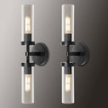 Black Bathroom Vanity Wall Sconces 2-Light Glass Tube Wall Sconce 21in Horizontal or Vertical Linear Wall Sconces Black Vanity Light Indoor Wall Sconce E26 Bulb Included