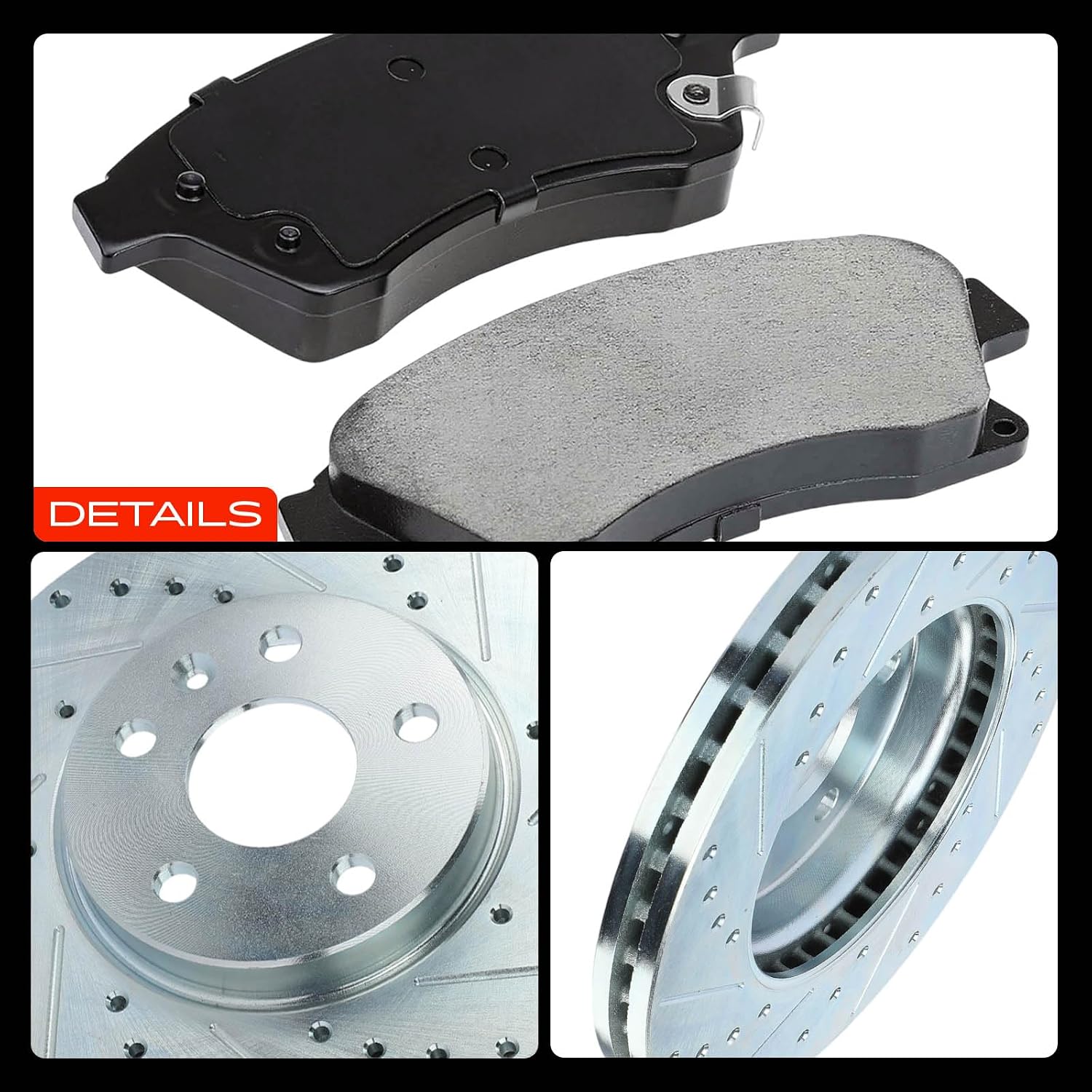 A-Premium 10.87 inch (276mm) Front Drilled and Slotted Disc Brake Rotors + Ceramic Pads Kit Compatible with Select Chevy Models - Cruze 2011-2015, Cruze Limited 2016, Sonic 2012-2017, 6-PC Set