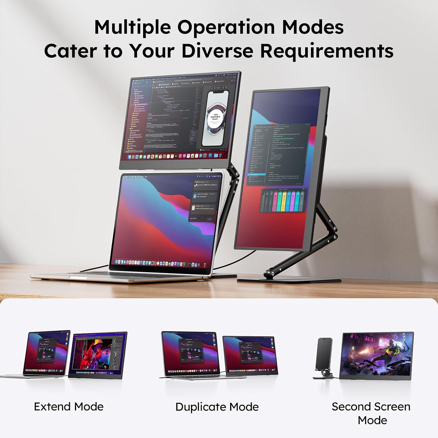 Dopesplay Portable Monitor, 15.6' FHD 1080P IPS Travel Monitor for Laptop, Foldable Magnetic Stand & Carry Case Included, USB-C Screen Extender for Laptop Mac PC Phone Xbox PS4/5 Switch