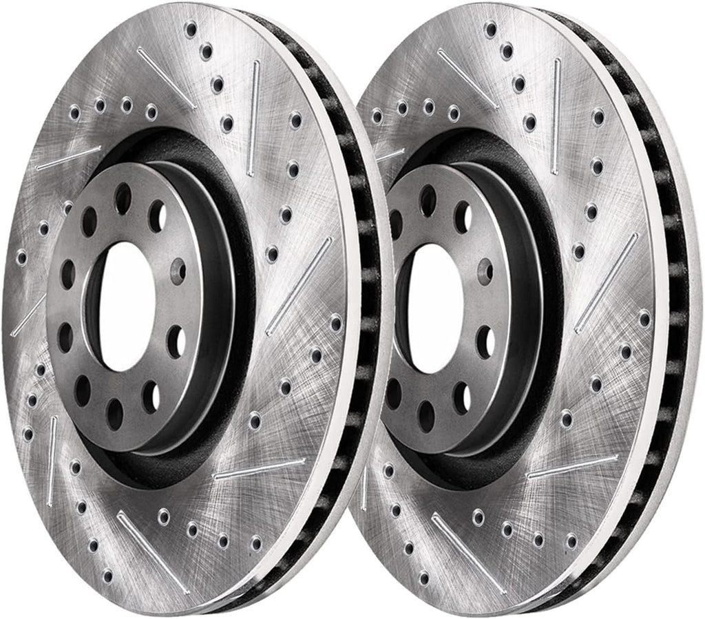 Detroit Axle - Brake Kit for Volkswagen 2010 Jetta 2009-2011 Eos 2009-2010 Audi A3 Quattro 11.34' inch Front and 11.10' inch Rear Drilled and Slotted Disc Brake Rotors Ceramic Brakes Pads Replacement