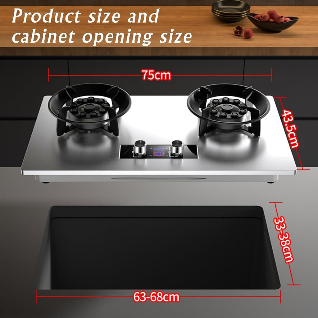 Countertop/Built-in Gas Cooktop,17742 BTU Two Burner Stainless Steel Gas Stove,Easy to Clean,Suitable fFor Home Commercial(LPG)(NG) (Size : NG), 18648