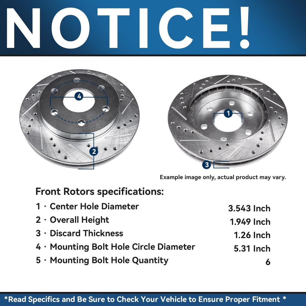 Detroit Axle - 8pc Brake Kit for Ford 2015 2016 2017 F-150 [Electronic Parking Brakes] Drilled Slotted Disc Brake Rotors Ceramic Brakes Pads Replacement : 13.78' inch Front and 13.23' inch Rear Rotor