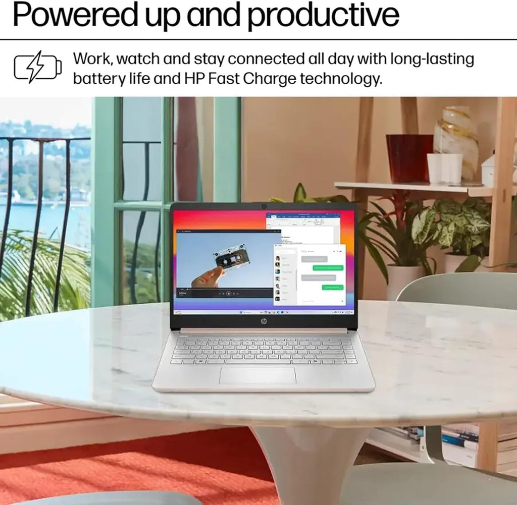 HP 2025 Student Business Laptop Computer - w/1 Year Office 365, 16GB RAM, 128GB UFS & 256GB SD Card, Ai Copilot Intel 4-Core Processor, HD Display, Windows 11 Pro(Rosegold)