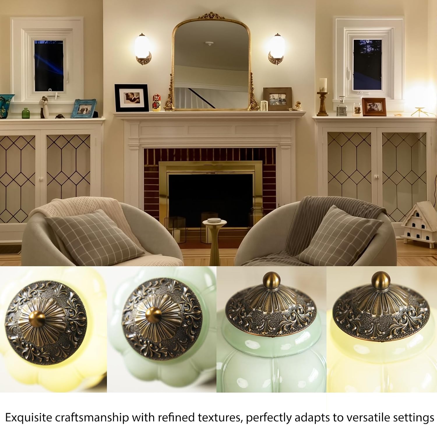2-Pack Antique Gold Milk Glass Wall Sconce - Vintage Green Shade & Brass Finish Base - Indoor Wall Lighting Fixture for Living Room, Bedroom, Bathroom, Hallway, Entryway (2 Pack/Green)