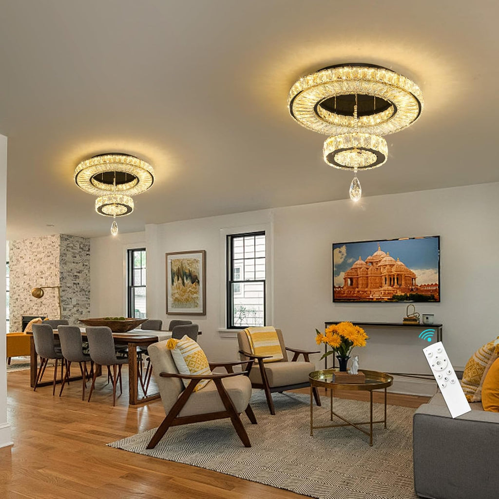 Modern Chandelier Bedroom Light Indoor LED Dimmable Lights Ceiling Chandeliers for Dining Room Kitchen Entryway Black 25W LEDs Fixtures 2000 Lumens