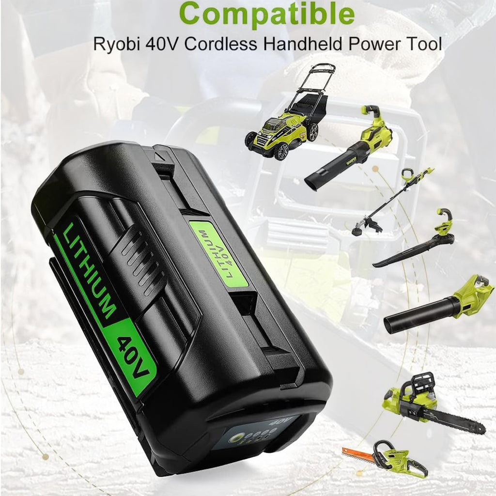 2 Packs 6.5Ah OP40601 Battery and OP401 Charger Replacement for Ryobi 40V Battery and Charger Combo