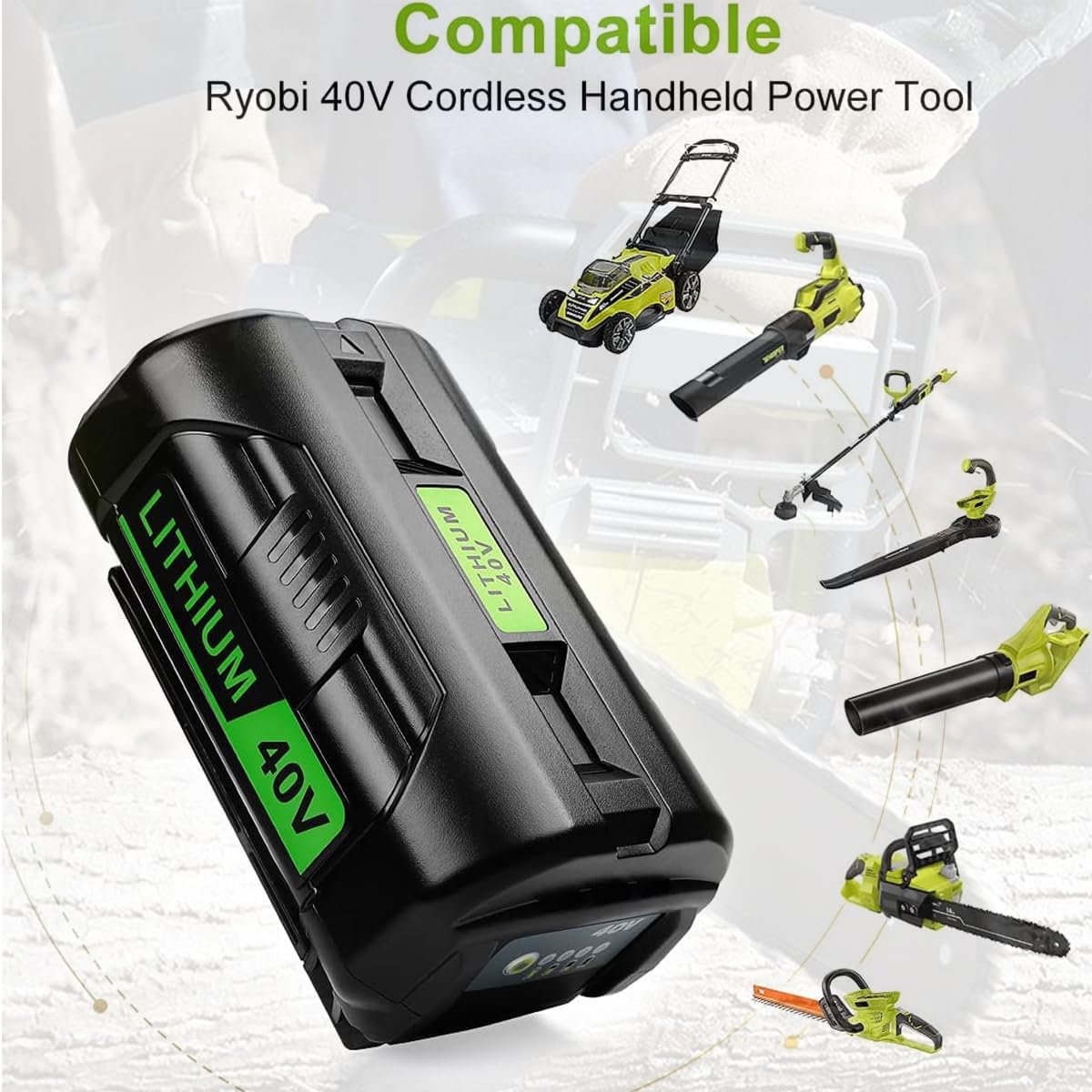2 Packs 6.5Ah OP40601 Battery and OP401 Charger Replacement for Ryobi 40V Battery and Charger Combo