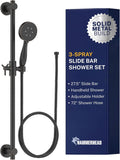 HammerHead Showers Solid Metal 27.5 Inch Shower Slide Bar with 3-Spray Handheld Shower Head with Long Hose and Holder, 2.5 GPM High Pressure Shower Head, Oil Rubbed Bronze