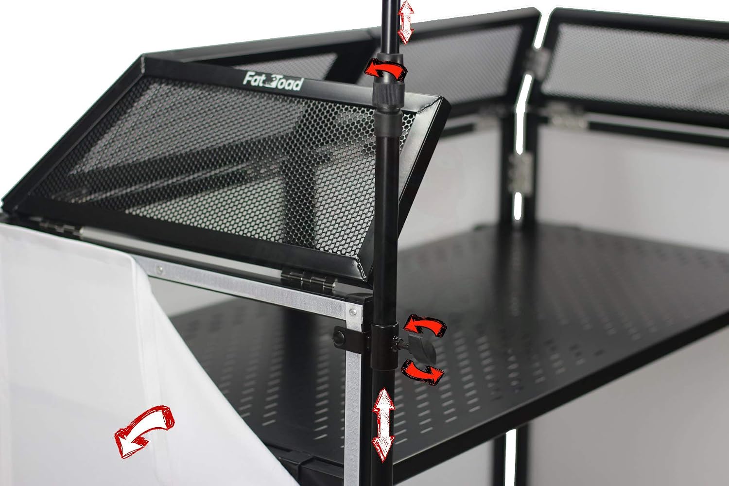 FAT TOAD DJ Booth with 8FT Lighting Truss Stand Package (QuickFOLD Series) – Foldable Panel Tabletop Platform Facade Scrim Cover – Video Light Projector Display Workstation For Sound System Event