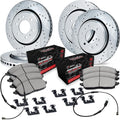 R1 Concepts Front and Rear Brake Kit Fits 2021-2025 Cadillac Escalade, Chevrolet Suburban, Chevrolet Tahoe, GMC Yukon| Off-Road/Tow Pads, Drilled Slotted Rotors| Hardware| 13.5' Front & 13.6' Rear