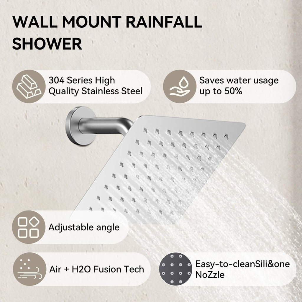 Shower Faucet Set,Thermostatic Shower System,12 Inch Ceiling Mounted and 6 Inch Wall Mount Rain Shower Head with 2 in 1 Handhled,High Pressure Dual Shower Head Combo Set