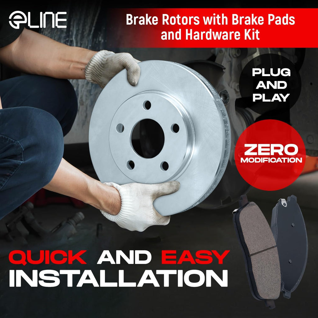 R1 Concepts Front Brake Kit Fits 2018-2020 Nissan Kicks; 2020-2025 Nissan Versa; 2021-2024 Nissan Kicks Rear Drum S| Optimum Oep Pads, Blank Rotors| Hardware| 10.2' Front