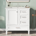 LUMISOL 30 Inch Bathroom Vanity with Sink, Wood Bathroom Storage Cabinet with Soft Closing Door and 3 Drawers, Freestanding Bathroom Vanities with Undermount Ceramic Sink, White