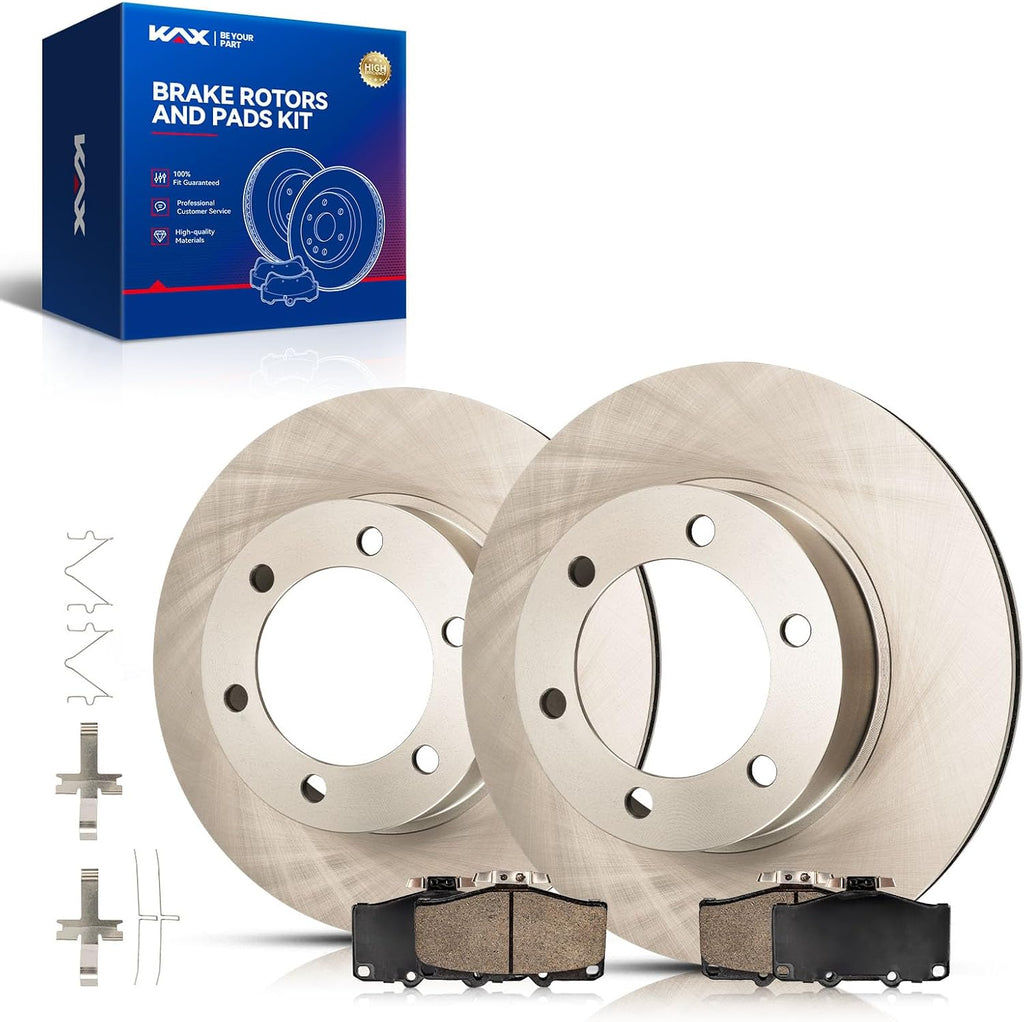 KAX Front Brakes and Rotors for Toyota 4Runner 1996-2002, Toyota Tacoma 2004, Smooth Vented Disc Brake Rotor Ceramic Brake Pads Replacement (#31204+D436, 12.54inch, 318.5MM)