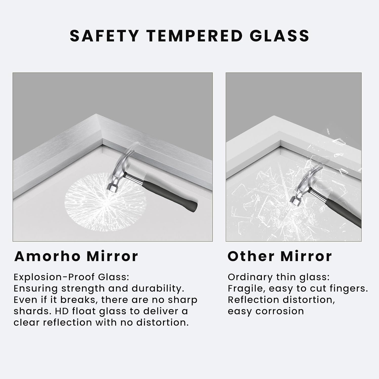 Amorho Bathroom Mirror, 28x32 Inch Silver Thick Metal Framed Wall Mirrors for Over Sink, Brushed Nickel Mirror Perfect for Bedroom, Living Room, Entryway, Rectangle (Horizontal/Vertical).