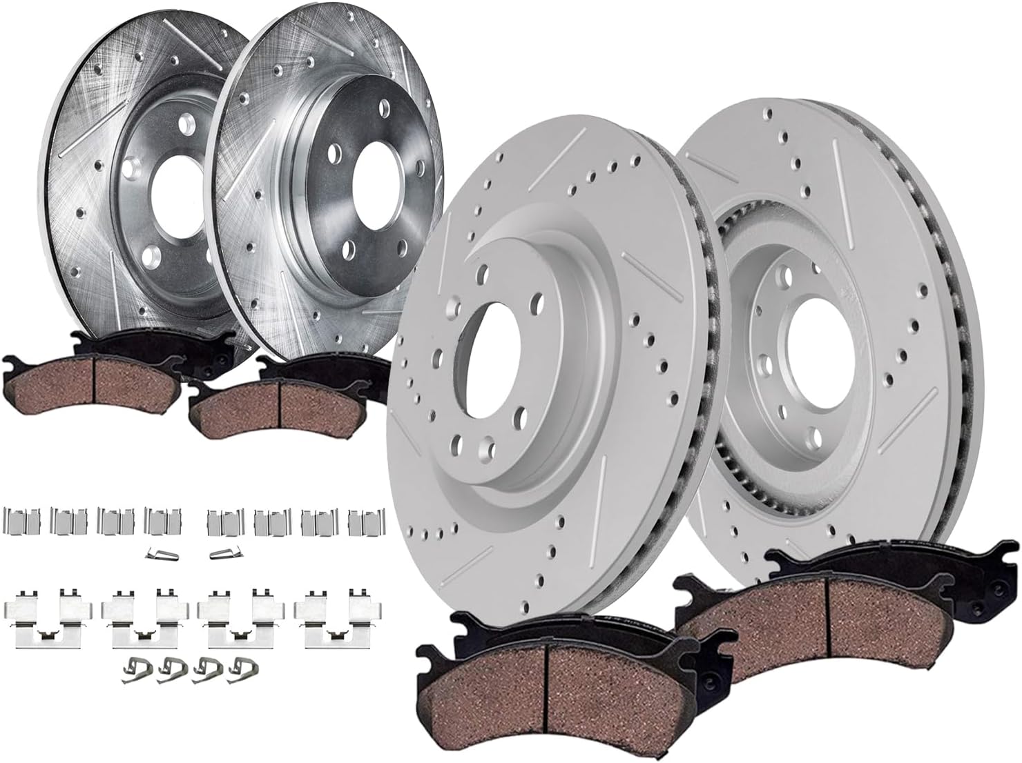 Detroit Axle - Brake Kit for 2019-2024 Mazda CX-5, Drilled and Slotted Disc Brake Rotors Ceramic Brake Pads with Hardware Replacement: 12.60' inch Front and 11.93' inch Rear Rotor