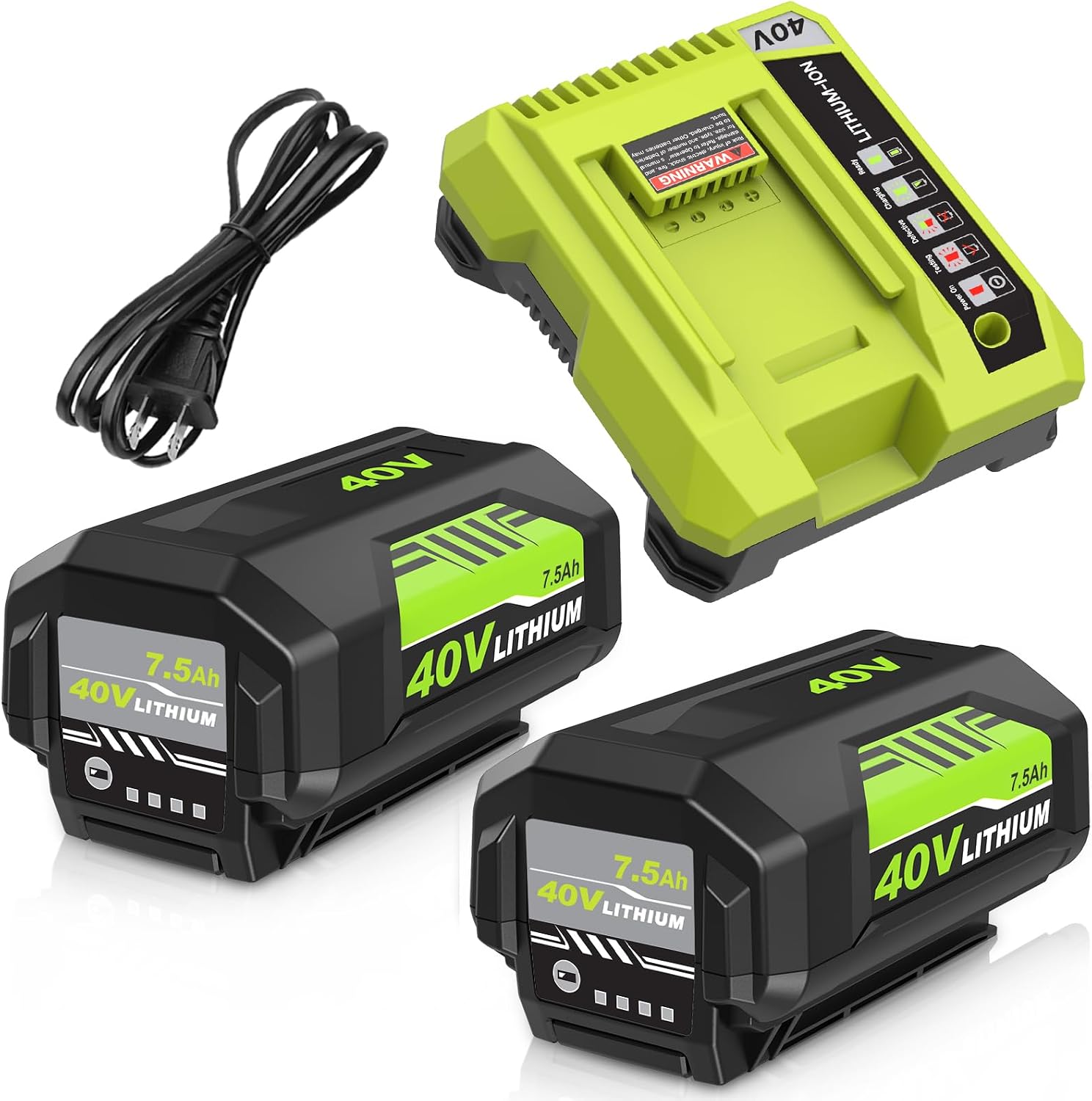 OHYES BAT Replacement for Ryobi 40 Volt Battery and OP401 Charger Compatible with Ryobi 40v Battery OP40401 OP4026 OP40261 OP4050 OP40601 OP40602 Cordless Power Tools (Green)