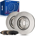 KAX Front Brakes and Rotors for Volkswagen GTI Golf Alltrack Audi A3 Quattro Golf TT Quattro, Smooth Vented Disc Brake Rotor Ceramic Brake Pads Replacement (#34279+D1760A, 12.28inch, 312MM)