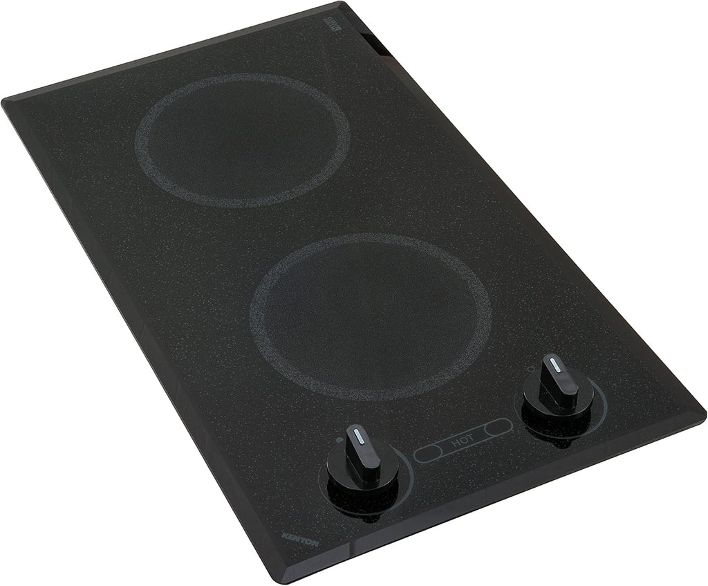 Kenyon Mediterranean 2-Burner Small Cooktop, Electric Cooktop for Energy-Efficient Cooking, Knob Control, Portrait Cooktop, 208-Volt, Black