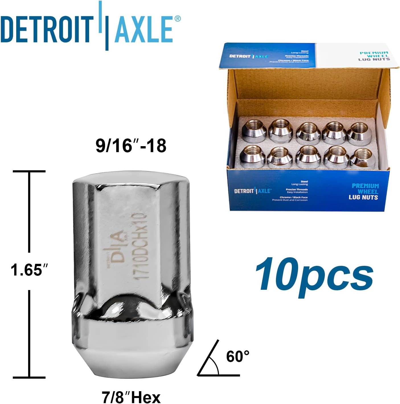 Detroit Axle - Front Drilled Brake Rotors Wheel Hub Bearings + 20pc Wheel Lug Nuts Replacement for 2006-2008 Dodge Ram 1500 4-wheel ABS - 24pc Set