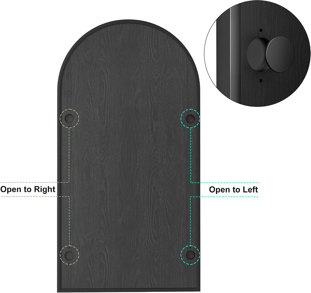 Arched Medicine Cabinet with Mirror, Brushed Black Wall Mounted Bathroom Mirror Cabinet, 3 Adjustable Shelves Storage, Reversible Door Opens Left to Right, Modern Metal Frame, 16 x 30 Inch