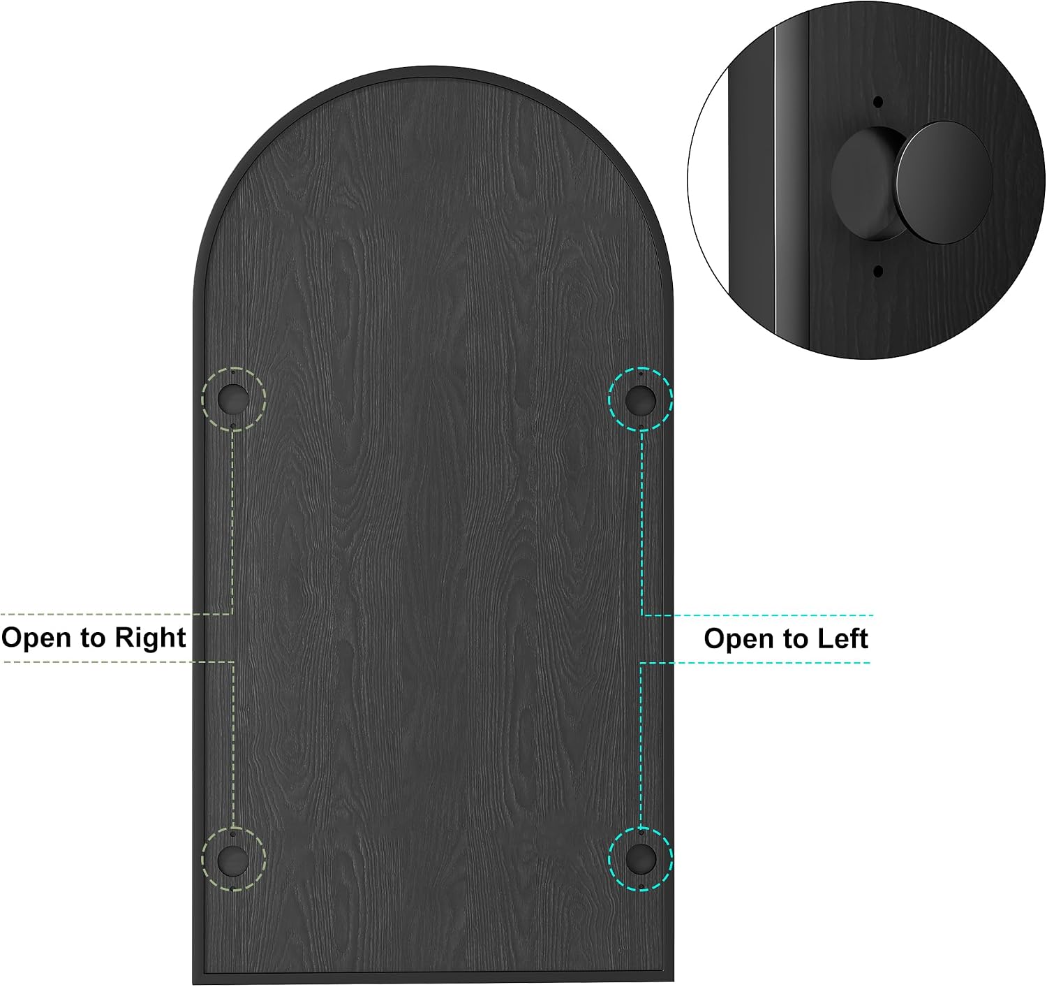 Arched Medicine Cabinet with Mirror, Brushed Black Wall Mounted Bathroom Mirror Cabinet, 3 Adjustable Shelves Storage, Reversible Door Opens Left to Right, Modern Metal Frame, 16 x 30 Inch