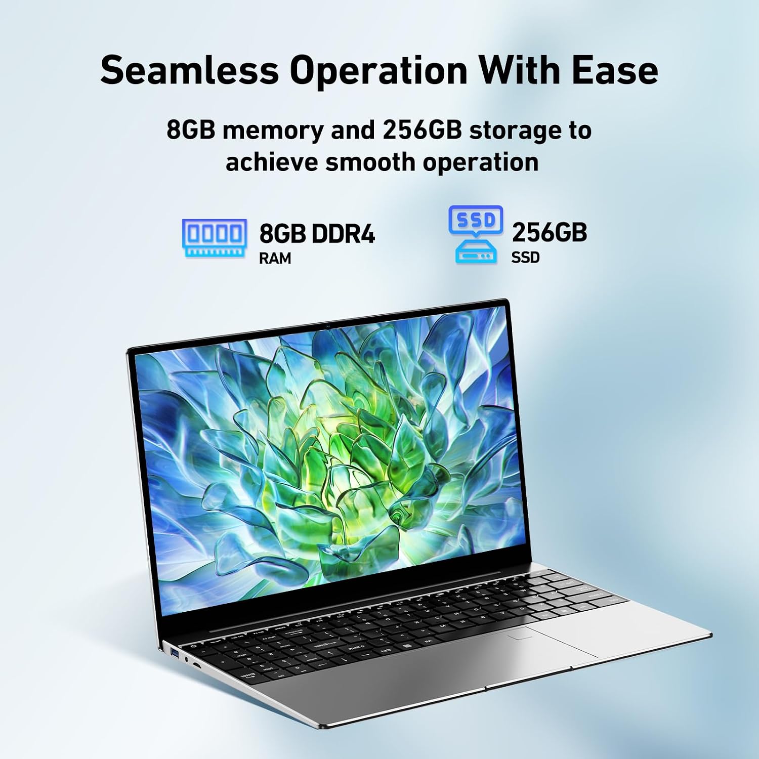 2026 Latest 15.6'' Laptop, Quad-Core Processor 2.9 GHz, 8GB RAM, 256GB SSD, 1080p Full HD Display, Backlit Keyboard, WiFi 5, BT5, Mini-HDMI, USB3.2 Gen1, TF Card Slot, Compatible with Windows 11
