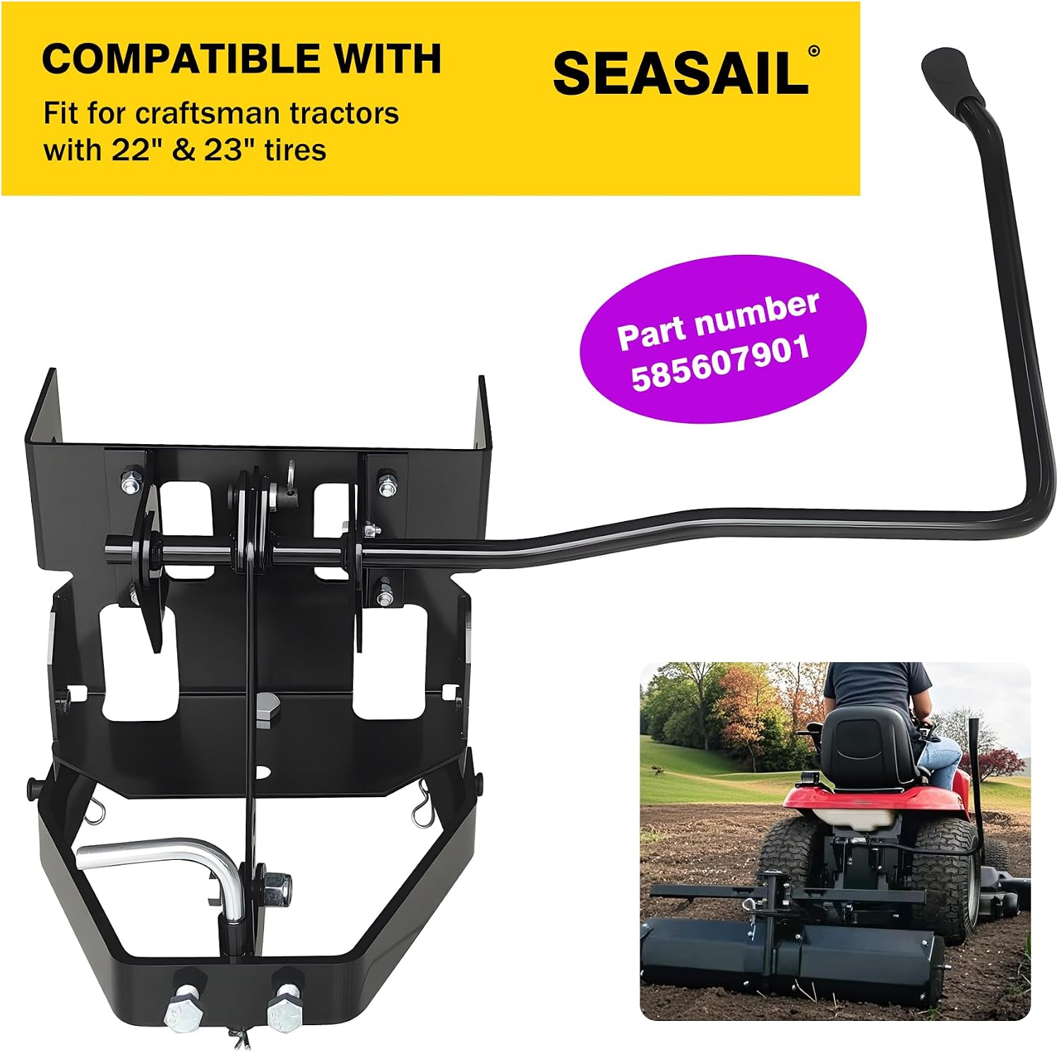 Garden Tractor Sleeve Hitch Attachment Rear Mount 585607901 Fit for H usqvarna Craftsman T300 T200 Series for with 23' Or Larger Rear Tires Cub Cadet Riding Lawn Mower Tractors
