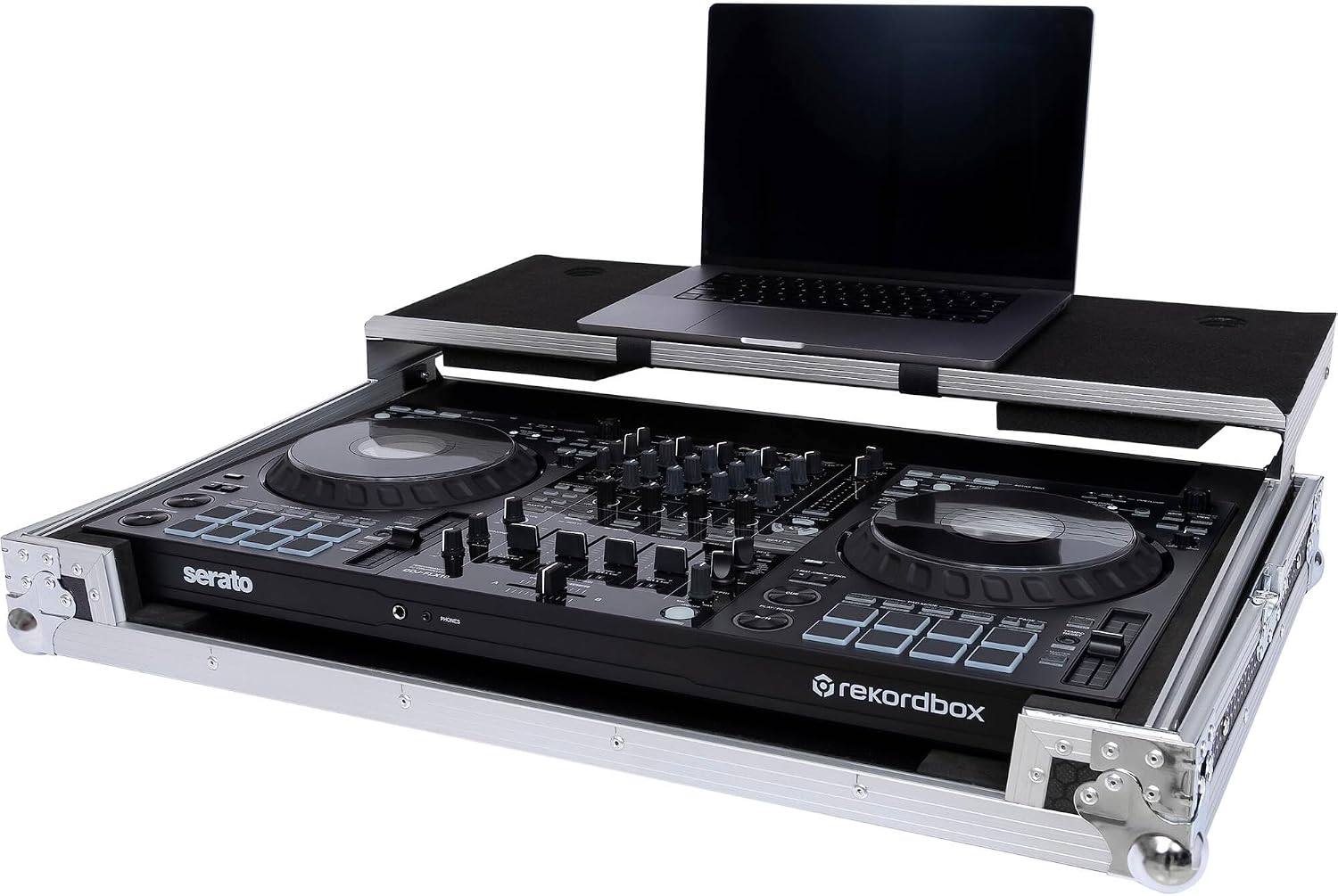 Pioneer DDJ-FLX10 4-Deck DJ Controller Bundle with Headliner HL10010 Classic Dual-Tone Flight Case | Rekordbox + Serato DJ Pro | Road-Ready Controller with Exact-Fit Custom Interior Protection