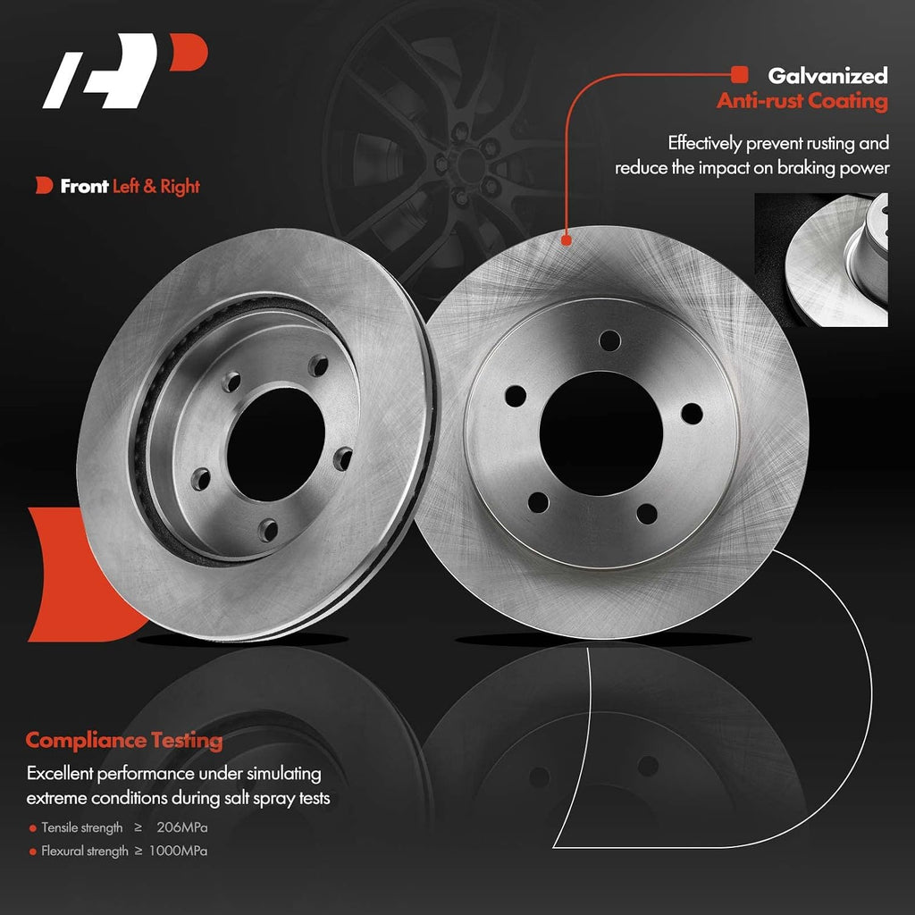 A-Premium Front Vented & Rear Solid Disc Brake Rotors + Ceramic Pads Kit Compatible with Select Ford Models - For F-150 2000 2001 2001 2003, 4WD, 12-PC Set