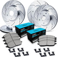 R1 Concepts Front and Rear Brake Kit Fits 2005-2023 Chrysler 300; 2005-2008 Dodge Magnum; 2006-2023 Dodge Charger| Ceramic Pads, Drilled Slotted Rotors| Hardware| 13.6' Front & 12.6' Rear