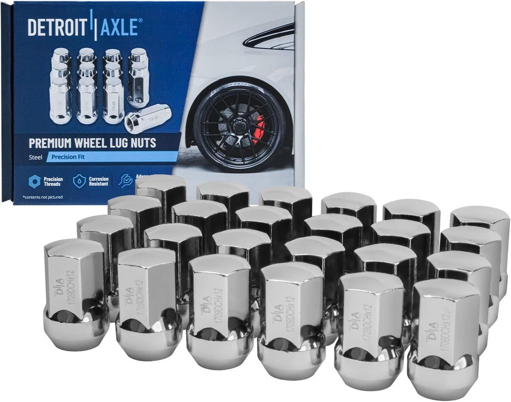 Detroit Axle - Front Wheel Bearing Hubs Brake Kit for 2012-2018 Ram 1500 2013 2014 2015 2016 2017 Drilled & Slotted Disc Brake Rotors Wheel Bearing Hub with Lug Nuts Replacement