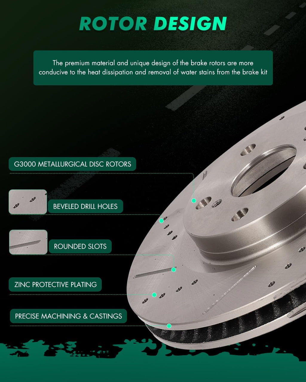 SCITOO Brake Kits For Lexus For ES300h/For ES350 2013-2018,For Avalon 2013-2018,For Camry 2012-2017 Front Rear Drilled & Slotted Disc Brakes Rotors and Ceramic Brakes Pads 31434;31608;D1293;D1212
