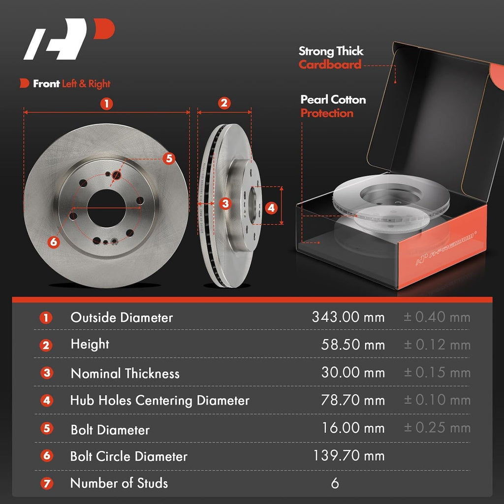A-Premium Front and Rear Vented Disc Brake Rotors + Ceramic Pads Kit Compatible with Select Chevy, GMC & Cadillac Models - Silverado 1500 LTD, Tahoe, Suburban, Sierra 1500, Yukon, Escalade, 12-PC Set