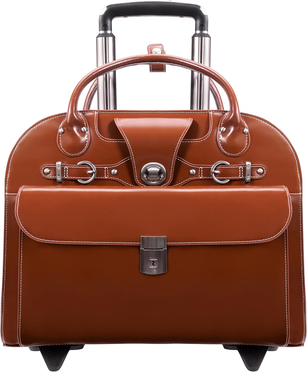 McKlein EDGEBROOK, Top Grain Cowhide Leather, 15' Leather Vertical Wheeled Ladies' Laptop/Computer & Tablet Business Briefcase Bag/Women's Rolling Overnight Travel Bag, Removable trolley case
