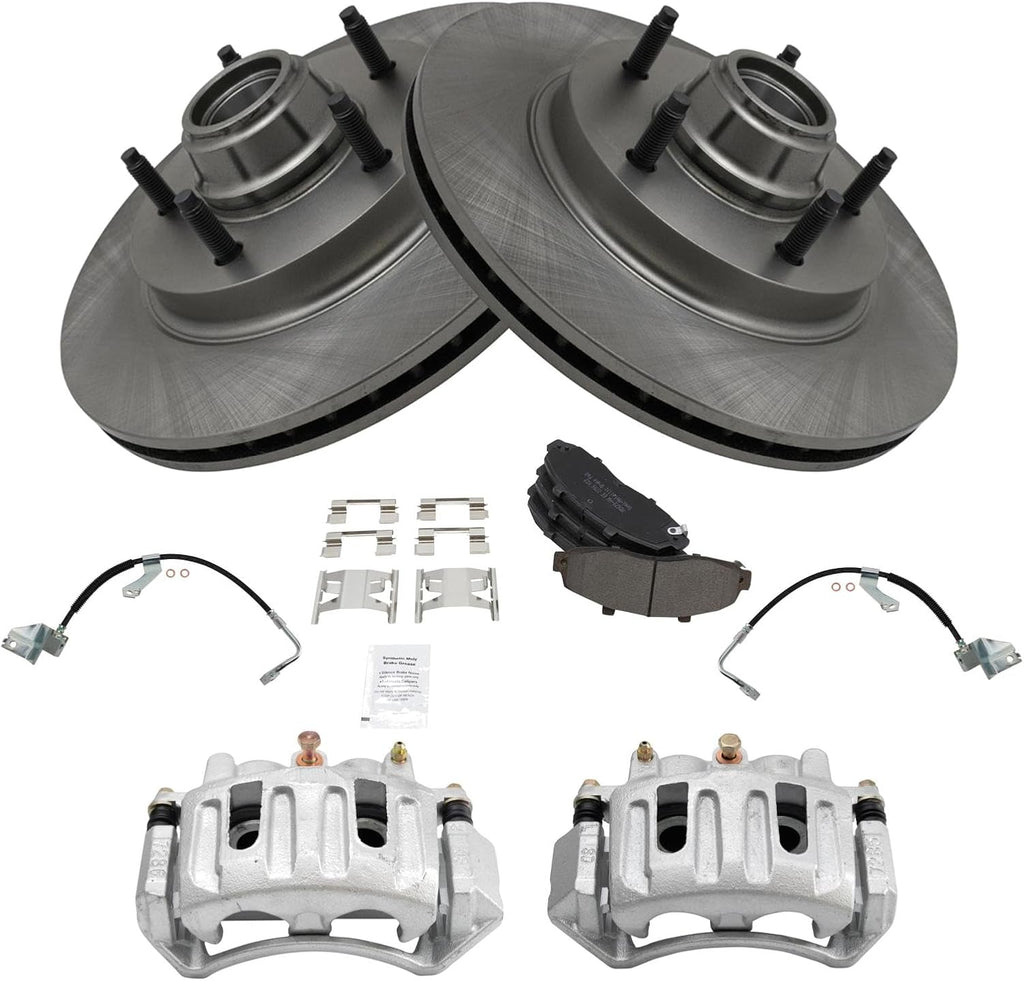 TRQ Front Brake Pad & Rotor Kit Semi-Metallic Compatible with 1997-1998 Ford F-150
